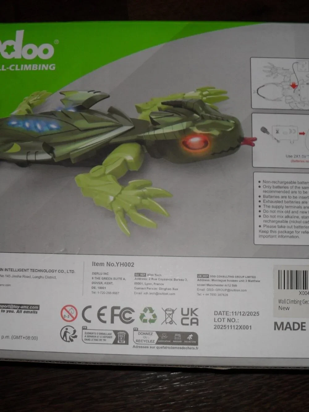 Coodoo Wall-Climbing RC Gecko 2.4GHz Remote Control Robot Lizard YH002 Green New